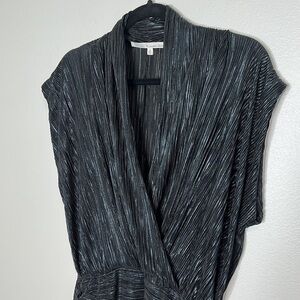 RACHEL ROY Black, Shiny, Crinkle-Pleat Sleeveless Sheath Dress | Size: Medium